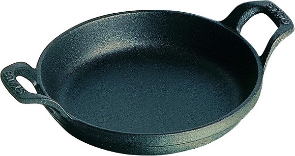 Prato de gratinar mini redondo Staub, 12cm, Preto.