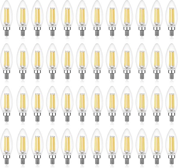 Lâmpada LED Sigalux E12 com base em formato de candelabro, regulável, lâmpadas LED para lustres, lâmpadas LED equivalentes a 60 watts, formato B10, luz branca suave de 2700K, l