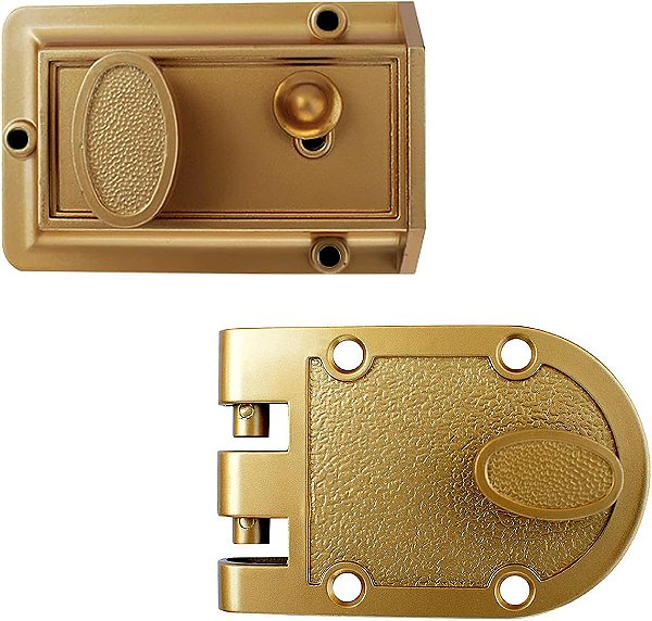 NU-SET 2724-1 Fechadura Inter Noturna e Trava Morta Estilo Jimmy Proof, Bronze