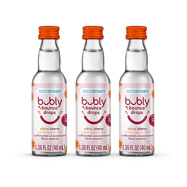 SodaStream Bubly Bounce Drops, Sabor de Cereja com Citrus, Pacote com 3 unidades