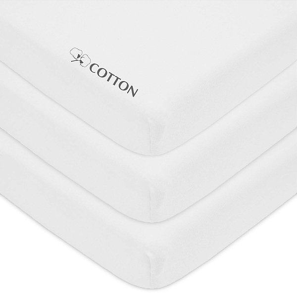American Baby Company 3 Pack Fitted Mini Crib Sheet 24 x 38, Soft Breathable Neutral 100% Cotton Jersey Portable Sheet, White, for Boys and Girls, Fits Most Pack N Play Mattresses
Companhia Americana de Bebês Conjunto com
