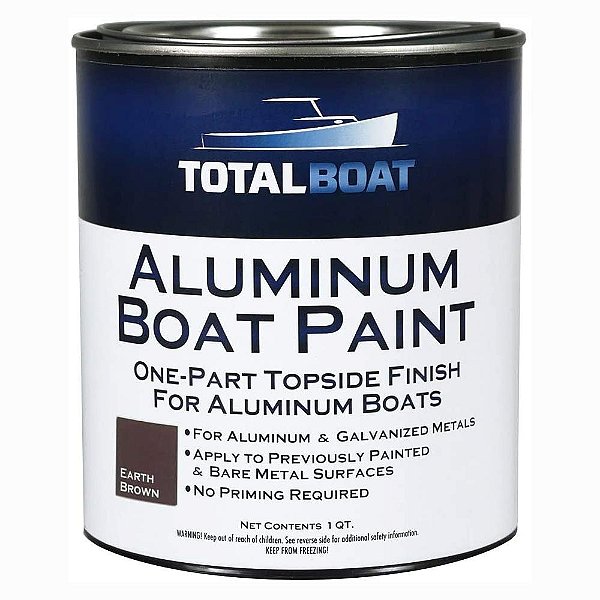 Pintura para Barcos de Alumínio TotalBoat para Canoas, Barcos de Pesca, Botes, Barcos de Patos, Barcos Jon e Pontões (Marrom Terra), 1 Quarto (Pacote de 1)