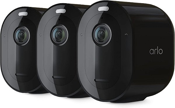 Câmera de Segurança Arlo Pro 5S 2K com Holofote - Conjunto de 3 - Câmeras de Segurança Sem Fio para Ambientes Externos, Wi-Fi de Banda Dupla, Visão Noturna Colorida,