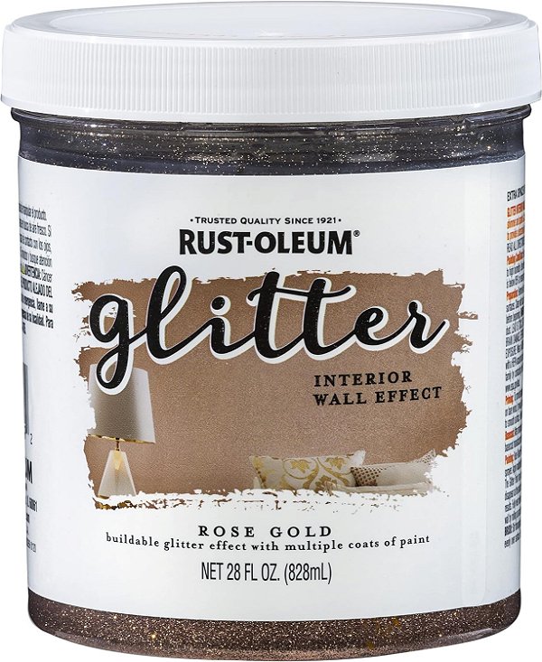 Tinta de parede interior Glitter Rust-Oleum 360221, 28 oz, Rose Gold, 12 fl Oz (Pacote de 1)