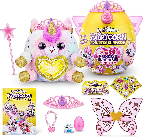Rainbocorns Fairycorn Princesa Surpresa (Unicórnio) da ZURU 11 Pelúcia Colecionável, Ovo Surpresa, Asas de Fada para Vestir, Princesa Fada Mágica, Id