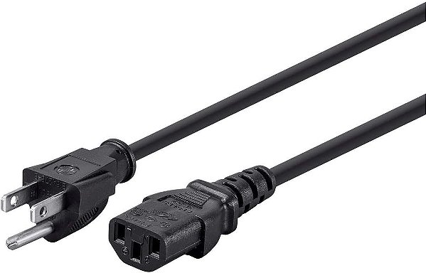 Cabo de alimentação de 25 pés 14AWG Monoprice 105295 com conector de energia de 3 condutores para PC, 15A (NEMA 5-15P para IEC-320-C13) Preto