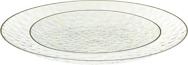 Pratos de Borda Dourada Orgânicos Martelados Blue Sky - Combo de 7 e 10, 32 unidades | Descartáveis Elegantes, Design Perfeito para Festas e Eventos