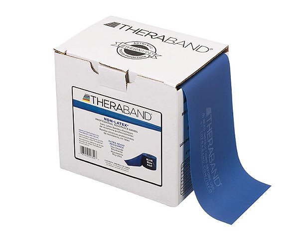 Banda de Resistência THERABAND 25 metros, Azul Extra Forte, Bandas Elásticas Profissionais Não-Látex para Exercícios de Corpo Inteiro, Fisioterapia, Pilates, Reabilitação, Caixa Dispens