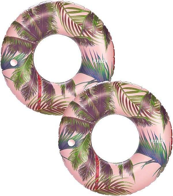 Bóia Inflável Gigante Vintage Cali da FUNBOY, Bóia Flutuante Estilo Donut para Piscina, Bote de Luxo para Festas de Verão na Piscina e Entretenimento, Pacote com 2 unidades.