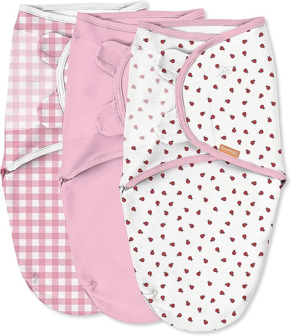 SwaddleMe by Ingenuity Swaddle Original - Tamanho Pequeno/Médio, 0-3 Meses, 3-Pacote (Piquenique da Joaninha)