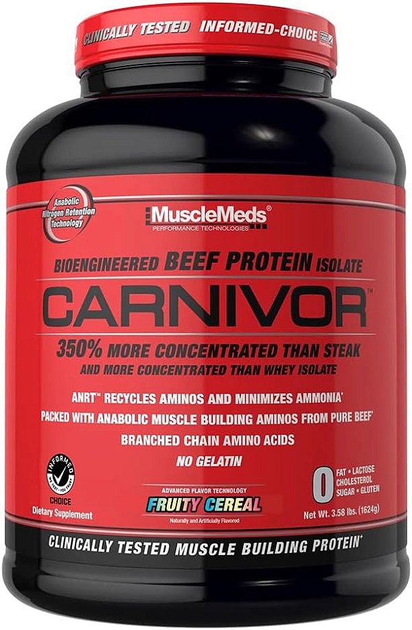 Pó Isolado de Proteína de Carne Carnivor da MuscleMeds, Sabor Fruta, 4 lb