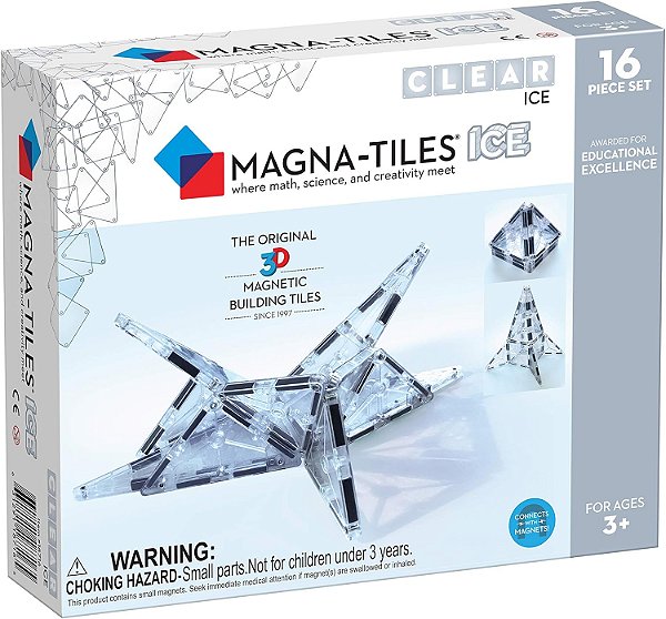MAGNA-TILES Ice 16-Piece Magnetic Construction Set, A Marca ORIGINAL de Construção Magnética