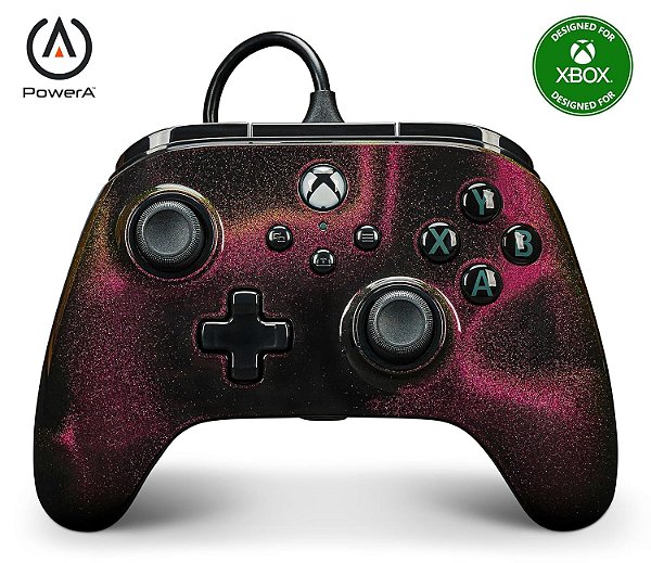 Controle com Fio PowerA Advantage para Xbox Series X|S - Sparkle, gamepad, controle com fio para videogame, controle de jogos, USB-C, funciona com Xbox One, Licenciado oficialmente para Xbox.