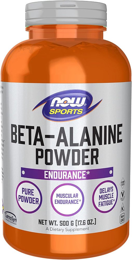 Nutrição esportiva NOW, Pó Puro de Beta-Alanina 2.000 mg, Resistência Muscular*, 500 Gramas