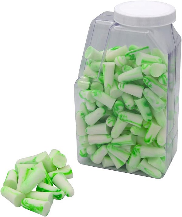 Protetores auriculares de espuma Flents Protechs para trabalho, ruído alto, maquinaria pesada, construção, estudo e viagens, NRR 33, verde, fabricado nos EUA, 100 pares.