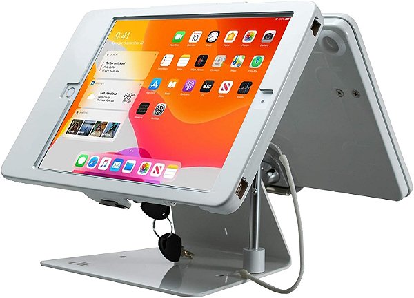 Quiosque Duplo para Tablet - Suporte de Quiosque de Tablet CTA Security Dual-Tablet com 2 Gabinetes Separados para iPad 7ª/8ª/9ª Geração | iPad Air 3 | iPad Pro & Mais - Branco (PAD-D