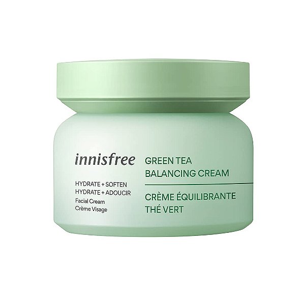 Creme Balancing de Chá Verde da innisfree: Suaviza, Hidrata, Ajuda a Equilibrar os Níveis de Hidratação da Pele