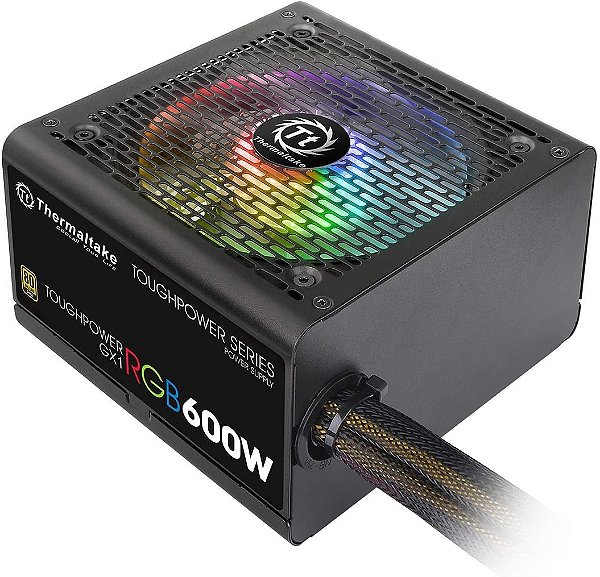 Fonte de alimentação sem modular Thermaltake Toughpower GX1 RGB 600W Gold SLI/Crossfire Ready Continuous Power RGB LED ATX12V v2.4 / EPS v2.92 80 Plus Gold Certified 5 Year Warranty PS-TPD-0600N