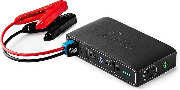 HALO Bolt 58830 mWh Carregador Portátil de Celular e Laptop com Partida para Carro, Tomada AC e Carregador de Carro, USB - Cinza
