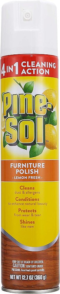 Pine-Sol Lustra Móveis | Lustra Móveis de Madeira em Spray | Spray Lustra Móveis para uma Limpeza Poderosa em que Você Pode Confiar | 12.7 Onças, Fragrância de Limão