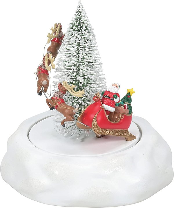 Acessórios do Departamento 56 para Coleções de Vilarejo - Figura Animada Rotativa de Trenó de Natal, 9.06 Polegadas, Multicolorido