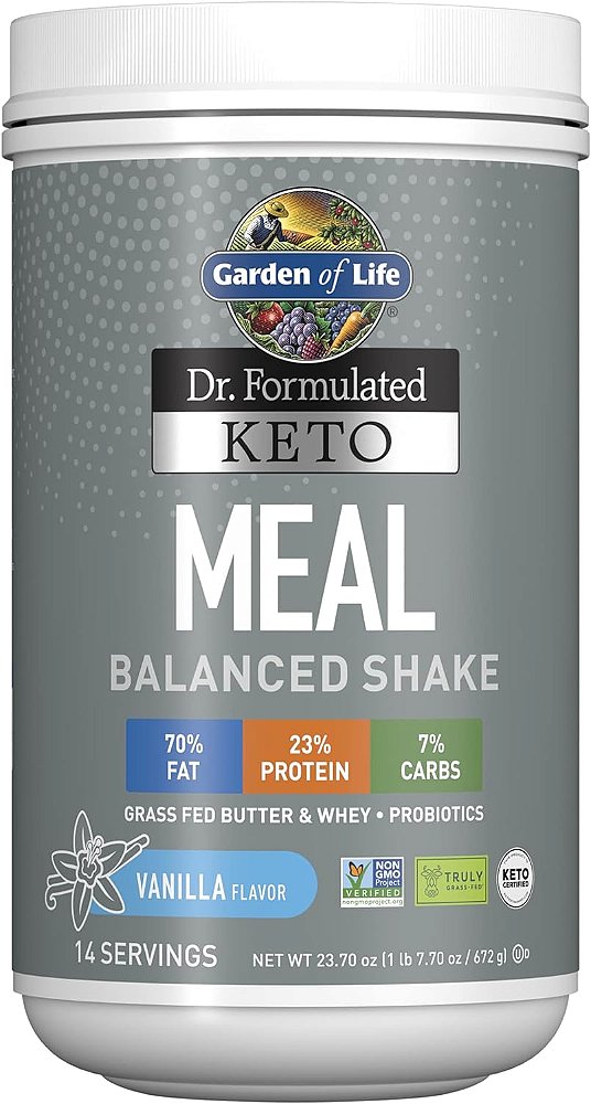 Pó Shake Balanceado para Refeição Cetogênica Formulado pelo Dr. Garden of Life, com Manteiga de Gramado Verdadeiramente Alimentada com Grama & Proteína Whey, Probióticos, Sem OGM, Sem Glúten