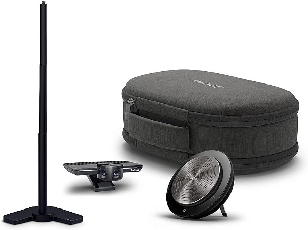 Kit de Videoconferência Jabra PanaCast Meet Anywhere+ - Câmera de sala de conferência com visão panorâmica 4K de 180° e Systmea de Áudio para Conferências Speak 750, Certificado UC, Cabo