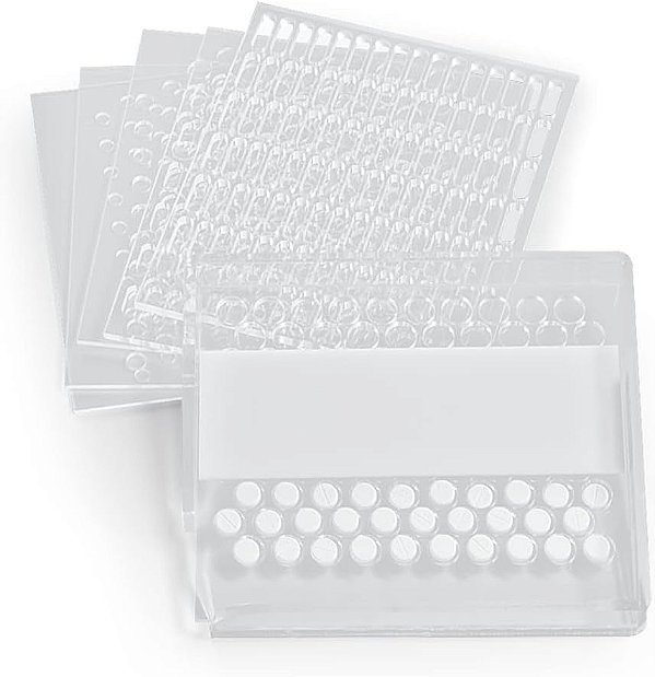 Apothecary Products Shake & Roll Pílulas, Medicamentos, Vitaminas Suporte e Organizador, Armazenamento e Recipiente para Uso Semanal ou Mensal (6 Placas)