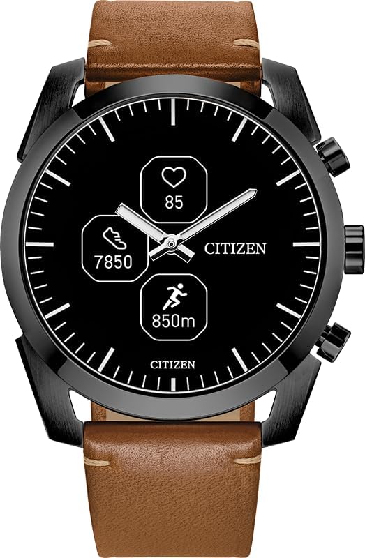 Relógio inteligente Citizen CZ com aplicativo de bem-estar YouQ apresentando inteligência artificial IBM Watson® e pesquisa da NASA, display personalizável em preto e branco, Bluetooth, monitor de frequência cardíaca, rastreador de atividades, bateria