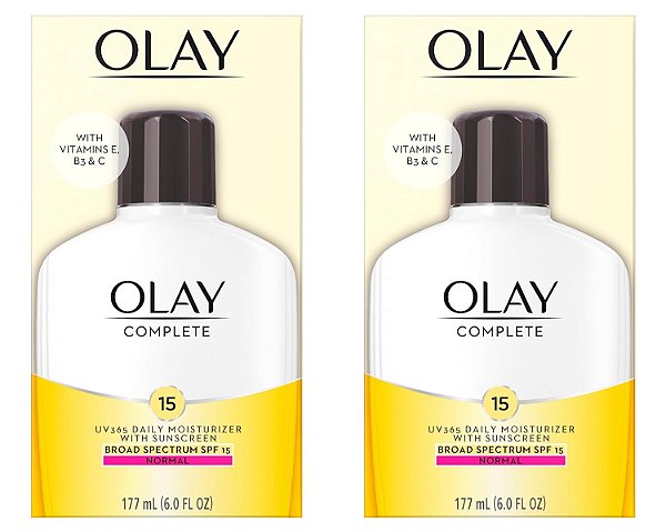 Hidratante Facial Completo Olay Complete Lotion, loção diária para pele normal e hidratação, sem óleo e não oleoso, 6 Fl Oz (pacote com 2)