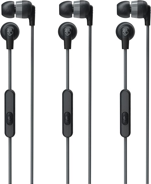 Skullcandy Ink'd+ Fones de Ouvido com Microfone com Fio e Bluetooth - Pacote com 3 - Preto