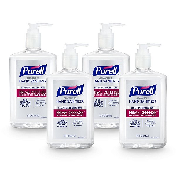 Desinfetante para as mãos PURELL PRIME DEFENSE Avançado, 85%, Fórmula de Máxima Potência, Frascos de 12 fl oz (Pacote com 4) - 3699-06-EC2