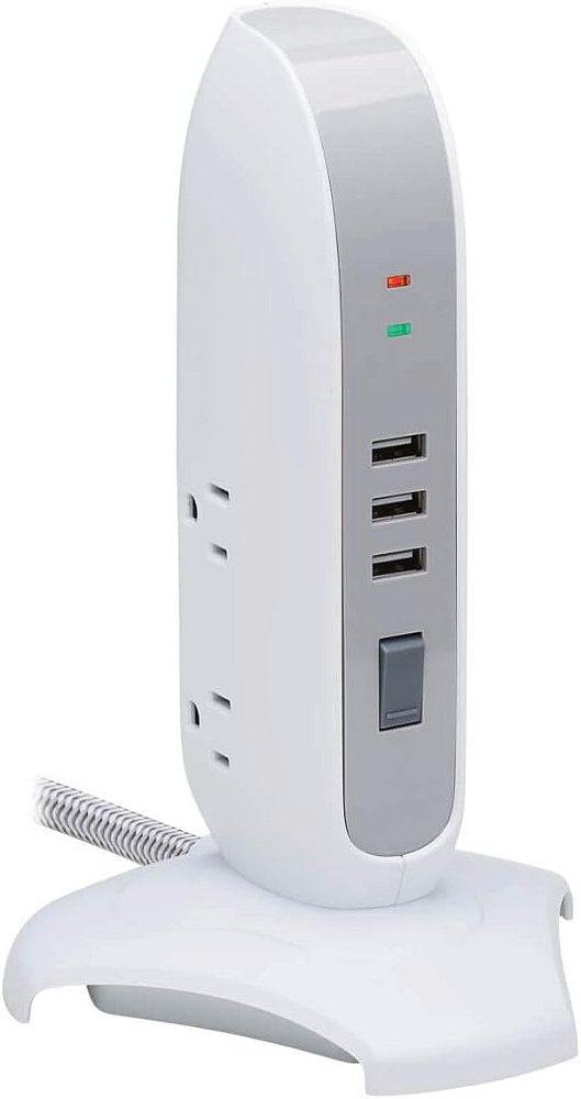 Protetor de Surtos Tripp Lite Torre 5 Tomadas 3 Portas USB Cabo de 6ft 5-15P Branco (TLP66USB)