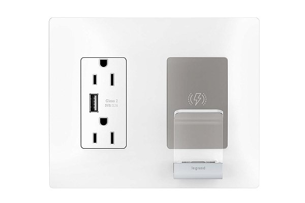 Legrand - Pass & Seymour Tomada Radiant com Portas USB, Tomada Branca com Carregador de Celular sem Fio, Tomada USB à Prova de Manuseio, RWC826USBWCCV2, 1 Unidade