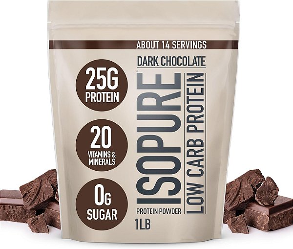 Pó de Proteína Isolada Isopure, Pó de Proteína Whey Isolada, 25g de Proteína, Baixo Teor de Carboidratos & Amigável ao Keto, Naturalmente Adoçado & Aromatizado