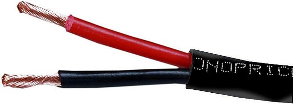 Cabo de alto-falante Monoprice - Classificação CL2, 2 condutores, 14AWG, revestimento de PVC, 99,9% de cobre puro livre de oxigênio, 50 pés, preto