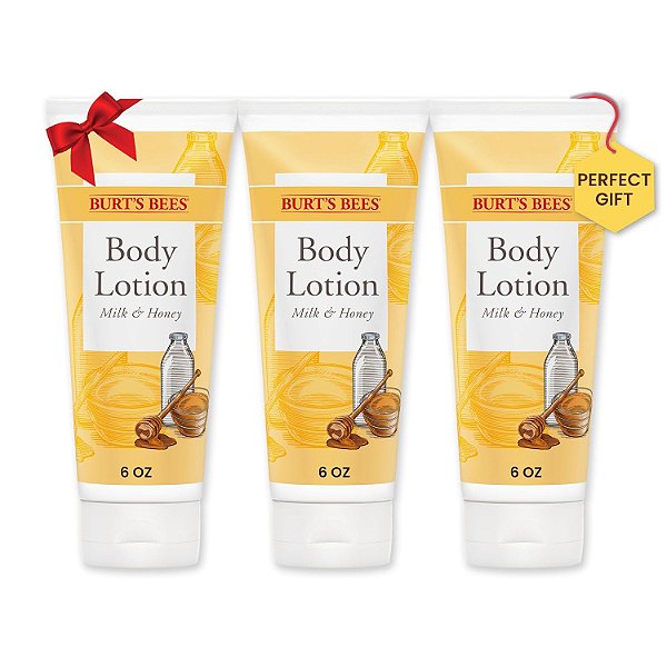 Loção Corporal Burt’s Bees para Pele Normal a Seca com Leite e Mel, 6 Oz (Embalagem Pode Variar)