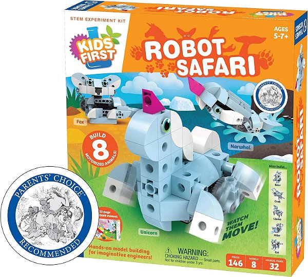 Thames & Kosmos Kids First: Safari de Robôs - Introdução às Máquinas Motorizadas Kit de Experimentos Científicos para Crianças de 5 a 7 anos, Construa 8 Animais Robóticos Incluindo um Un
