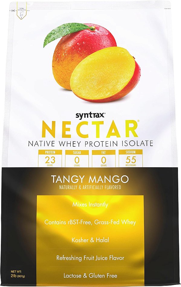 Nutrição Syntrax Nectar, 100% Isolado de Proteína do Soro do Leite, Pó de Proteína com Sabor Refrescante de Frutas, Manga Azeda, 2 lbs