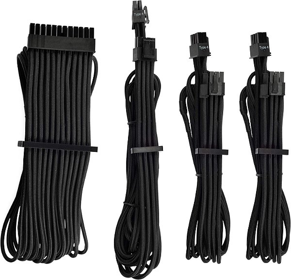 Kit Inicial de Cabos de Fonte Individuais de Alta Qualidade CORSAIR - Preto, Garantia de 2 Anos, para Fontes de Alimentação Corsair