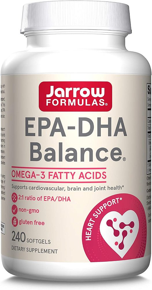 Jarrow Formulas EPA-DHA Balance 600 mg - 240 Cápsulas Gelatinosas - Proporção de 2:1 de EPA & DHA - Suplemento que apoia a saúde do cérebro e das articulações - Ultra purificado, altamente