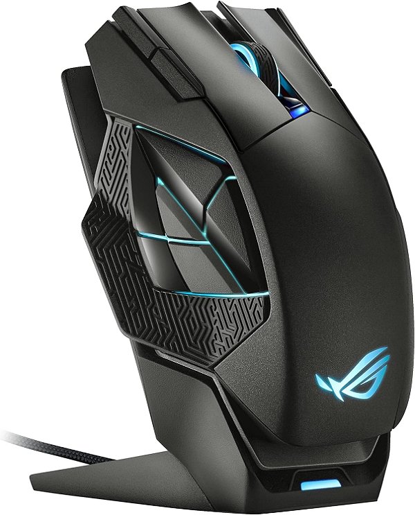 Mouse de Jogos Sem Fio ASUS ROG Spatha X (Suporte de Carregamento Magnético, 12 Botões Programáveis, 19.000 DPI, Encaixe Quente de Troca Rápida de Interruptor, Interruptores Micro ROG e Par