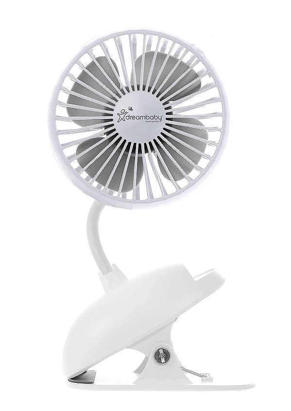 Ventilador de carrinho Dreambaby portátil recarregável por USB - com Modo Breeze - Branco - Modelo L2348