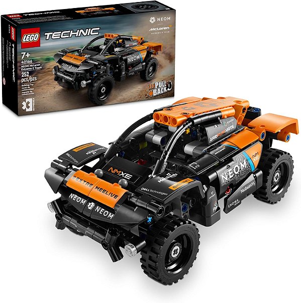 LEGO Technic NEOM McLaren Extreme E Carro de Corrida Off-Road de Puxar para Trás, Brinquedo de Carro de Ação para Jogo de Papel de Veículo, Brinquedo Legal para Crianças de 7 Anos, Ide