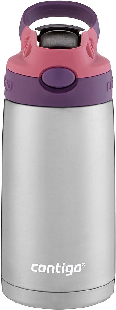 Garrafa de Água de Aço Inoxidável Contigo Aubrey para Crianças com Tampa à Prova de Vazamentos, Garrafa de Água para Crianças de 13oz Lavável que Mantém as Bebidas Geladas por até 14 Hor