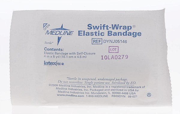 Faixa Elástica Medline DYNJ05146 Swift-Wrap, Livre de Látex, Estéril, 4 x 5 jardas, Branca (Pacote com 20)