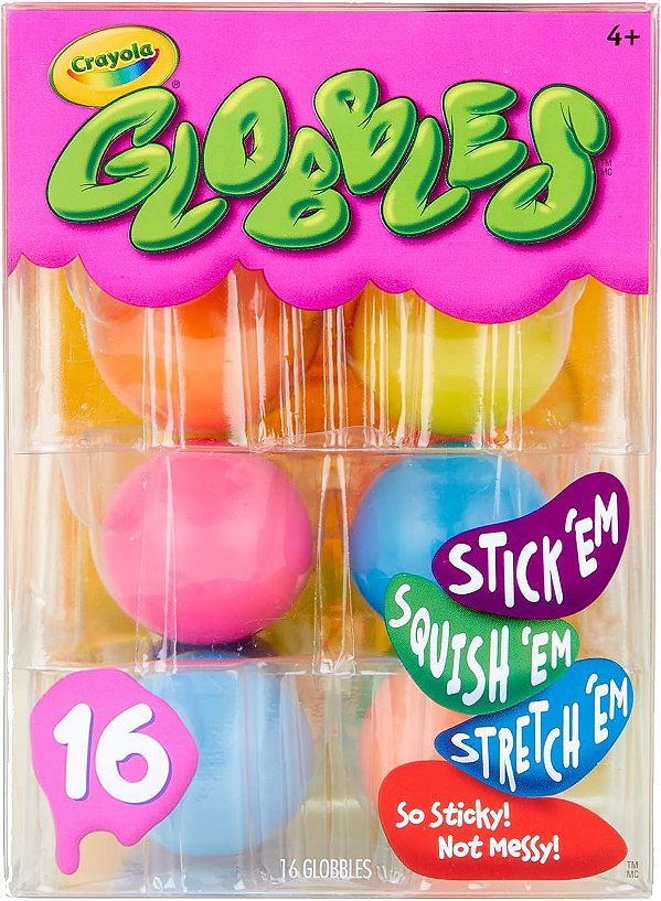 Brinquedo de Fidget Crayola Globbles (16 unidades), Bolas Pegajosas de Fidget, Presente Squish para Crianças, Brinquedos Sensoriais para Aliviar o Estresse, Presentes, Idade 4+