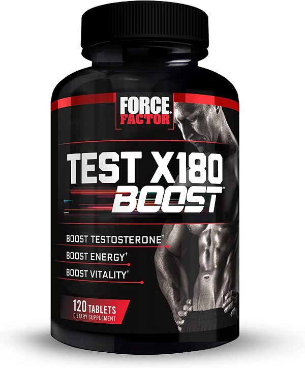 Aumente a testosterona e energia com o suplemento FORCE FACTOR Test X180 Boost para homens: Aumente a energia, aumente a resistência, aumente a vitalidade e desempenho, com ácido D-aspártico e feno