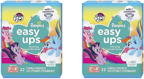 Pampers Easy Ups Meninos e Meninas Calças de Treinamento 3T-4T 22 Unidades (Pacote com 2)