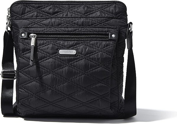 Baggallini Go Bagg Com Wristlet Rfid - Bolsa Transversal de Viagem para Mulheres - Bolsas Leves e à Prova D'Água